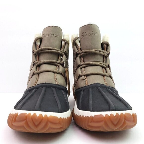 NEW Skechers Jagged Pond Womens Size 5 Black Taupe Waterproof Duck Boots 167286 - Picture 6 of 11